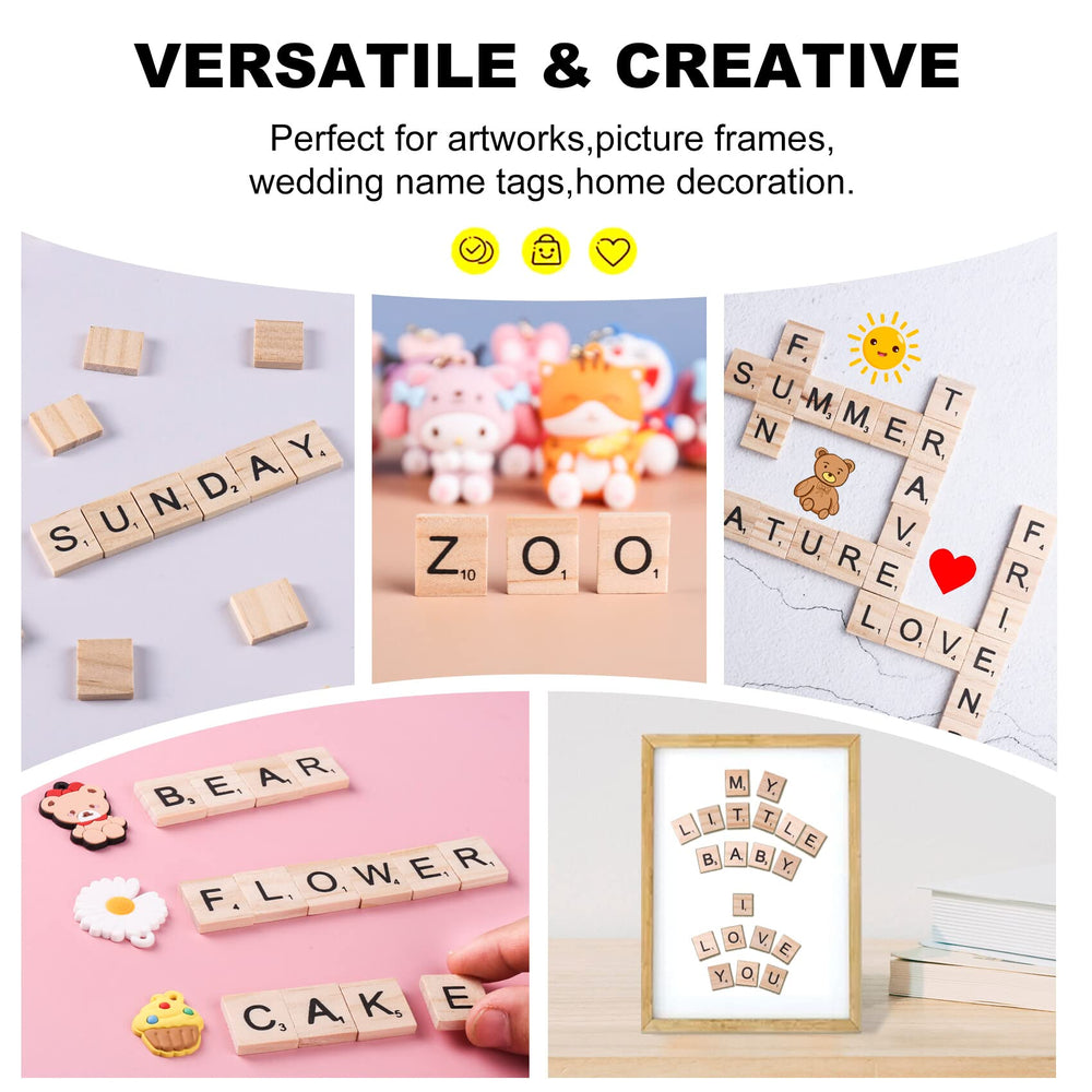 DSYJ Scrabble tiles gift pack layout highlights natural wood color.