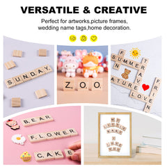 DSYJ Scrabble tiles gift pack layout highlights natural wood color.