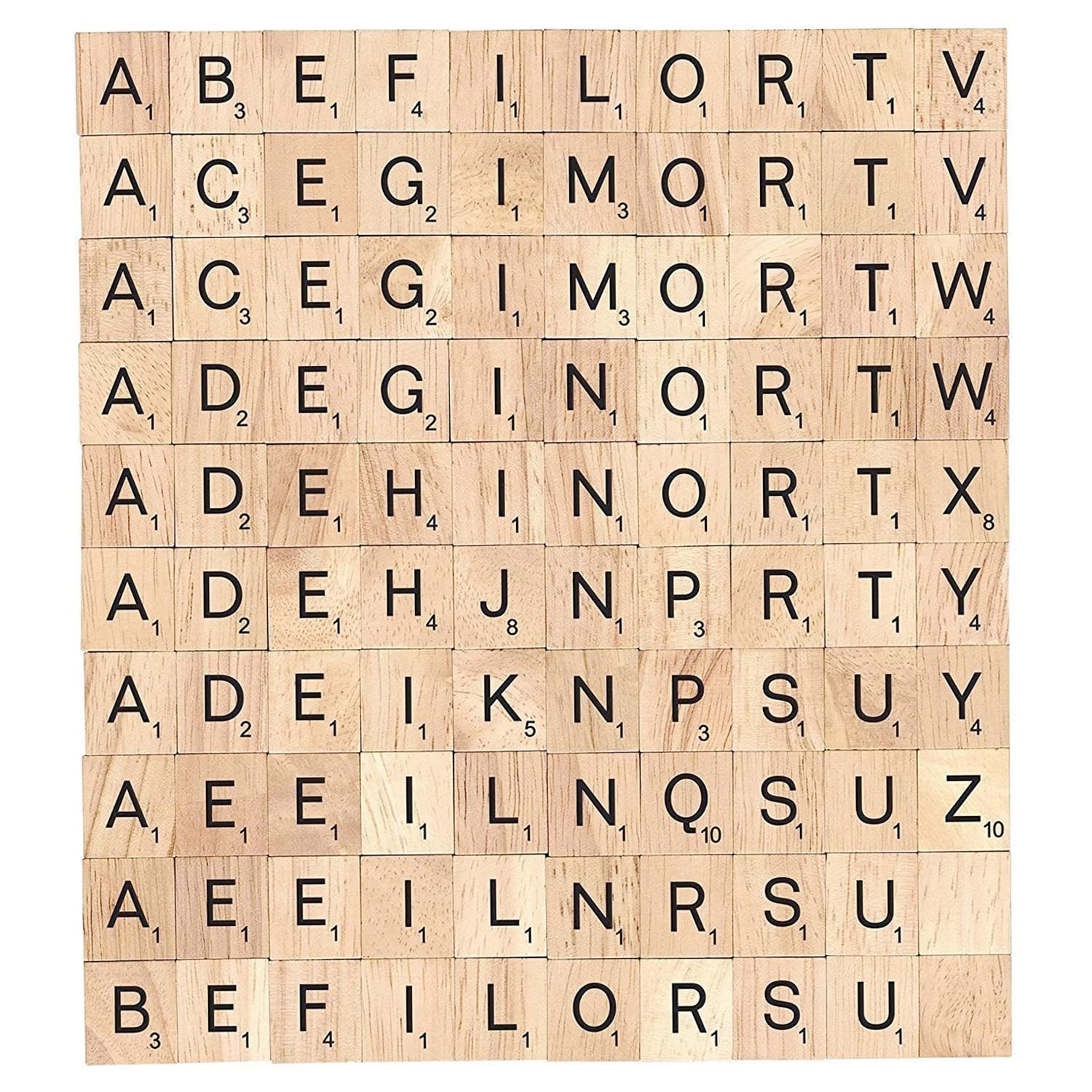 DSYJ wood Scrabble tiles pack showing natural finish, ideal for crafts and DIY projects.