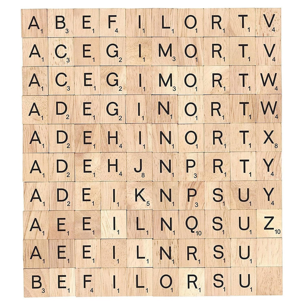 DSYJ wood Scrabble tiles pack showing natural finish, ideal for crafts and DIY projects.