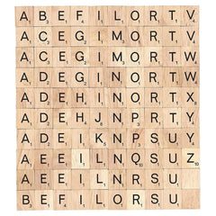 DSYJ wood Scrabble tiles pack showing natural finish, ideal for crafts and DIY projects.