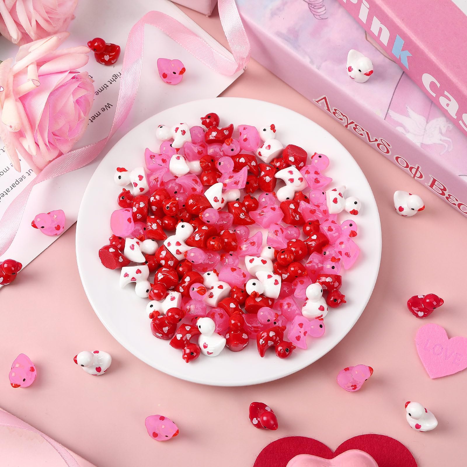 DTOFOOT red pink white ducks ideal for micro landscapes and decor.