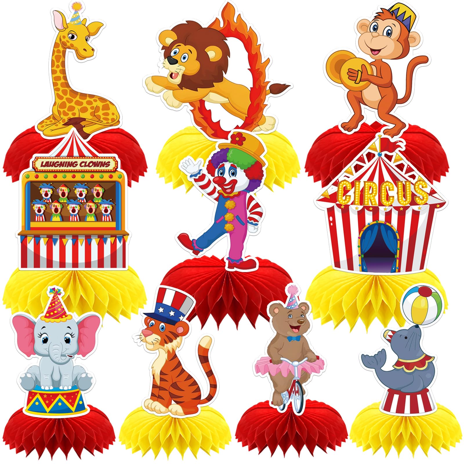 DTOFOOT Carnival Honeycomb Centerpiece with colorful designs enhances party tables.