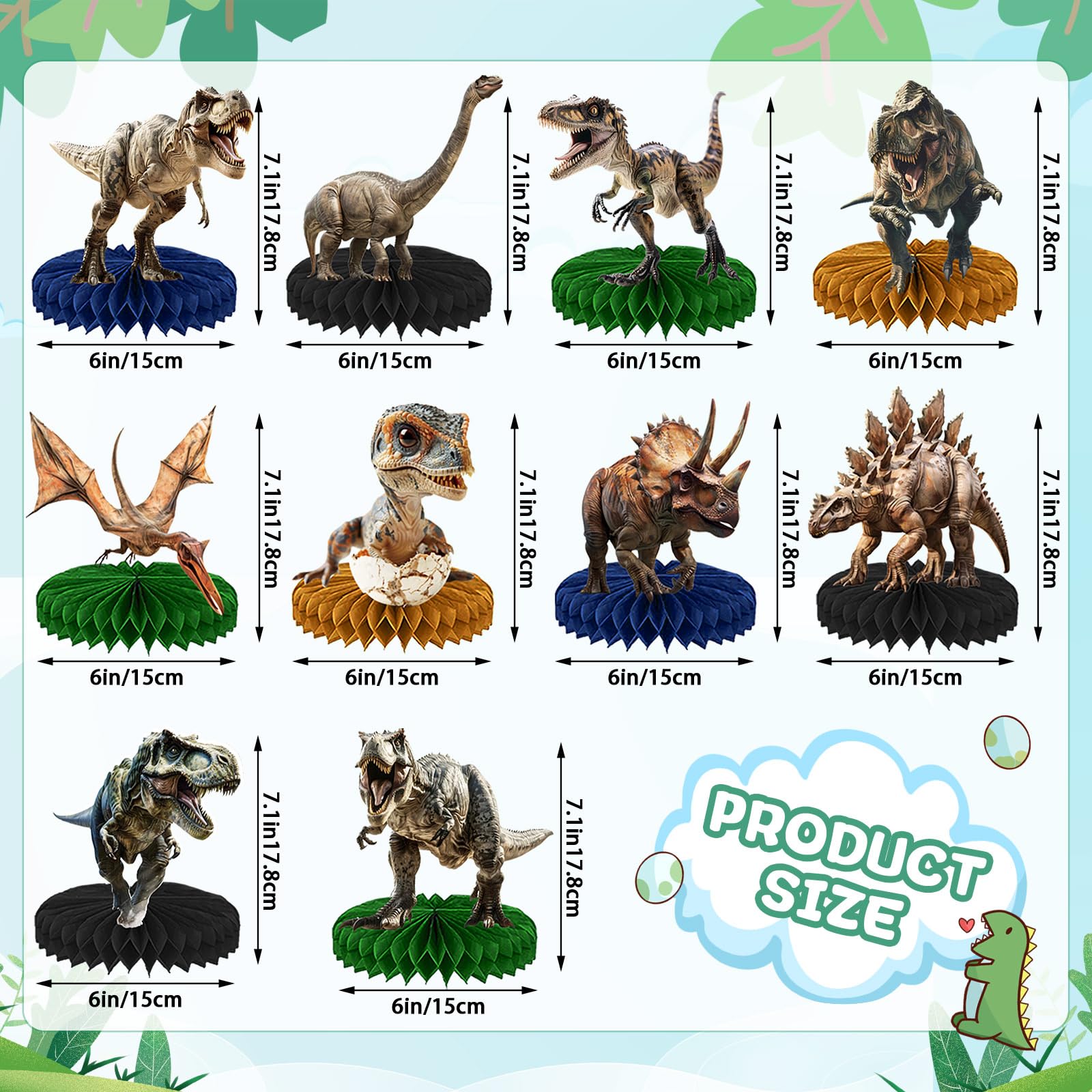 DTOFOOT dinosaur table decor honeycomb ball enhances focal points for guests.