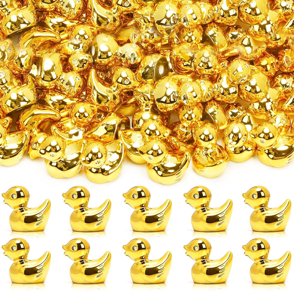 DTOFOOT gold mini ducks bulk close-up highlighting durable resin finish for elegant decor.