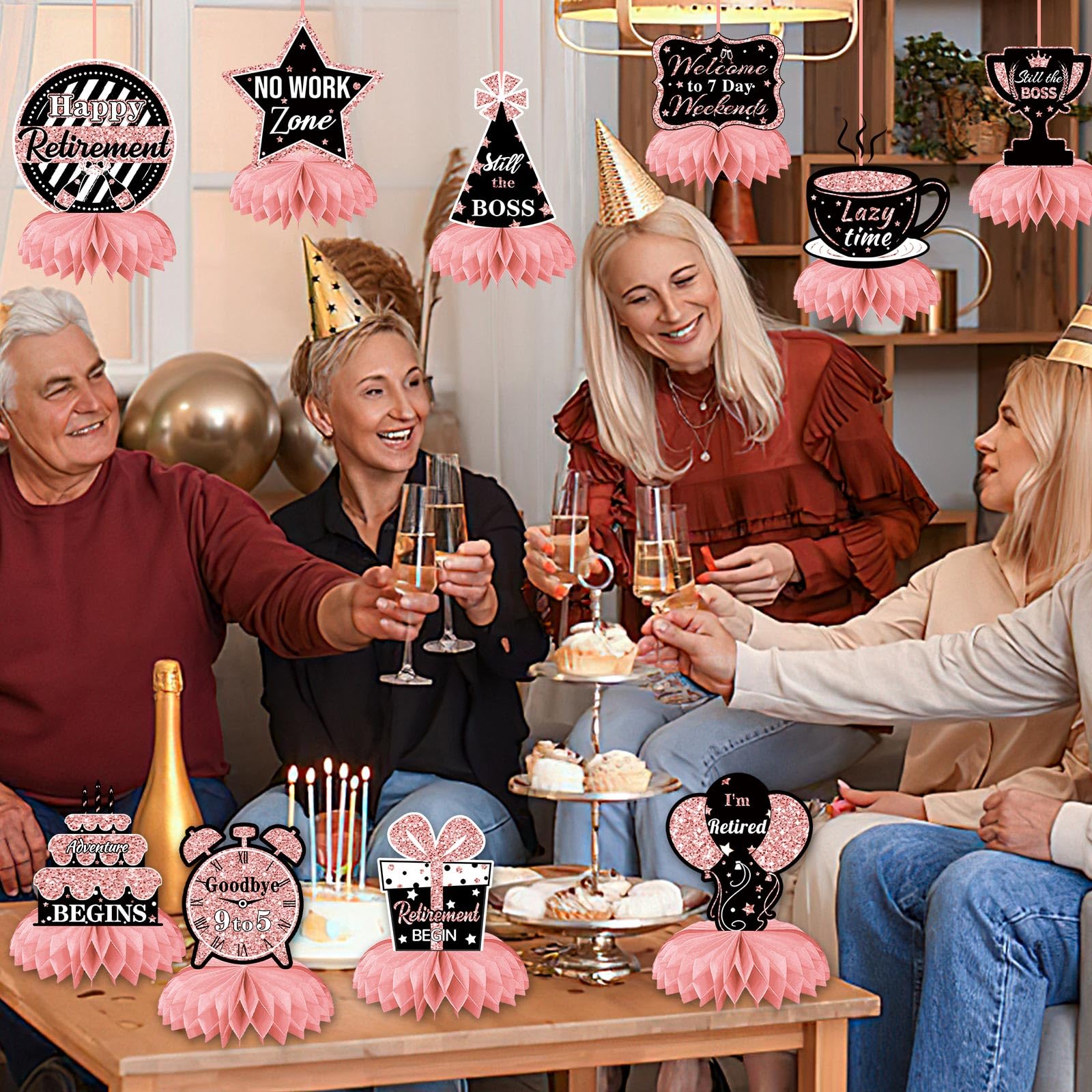DTOFOOT rose gold color palette adds warm ambiance to retirement tables.