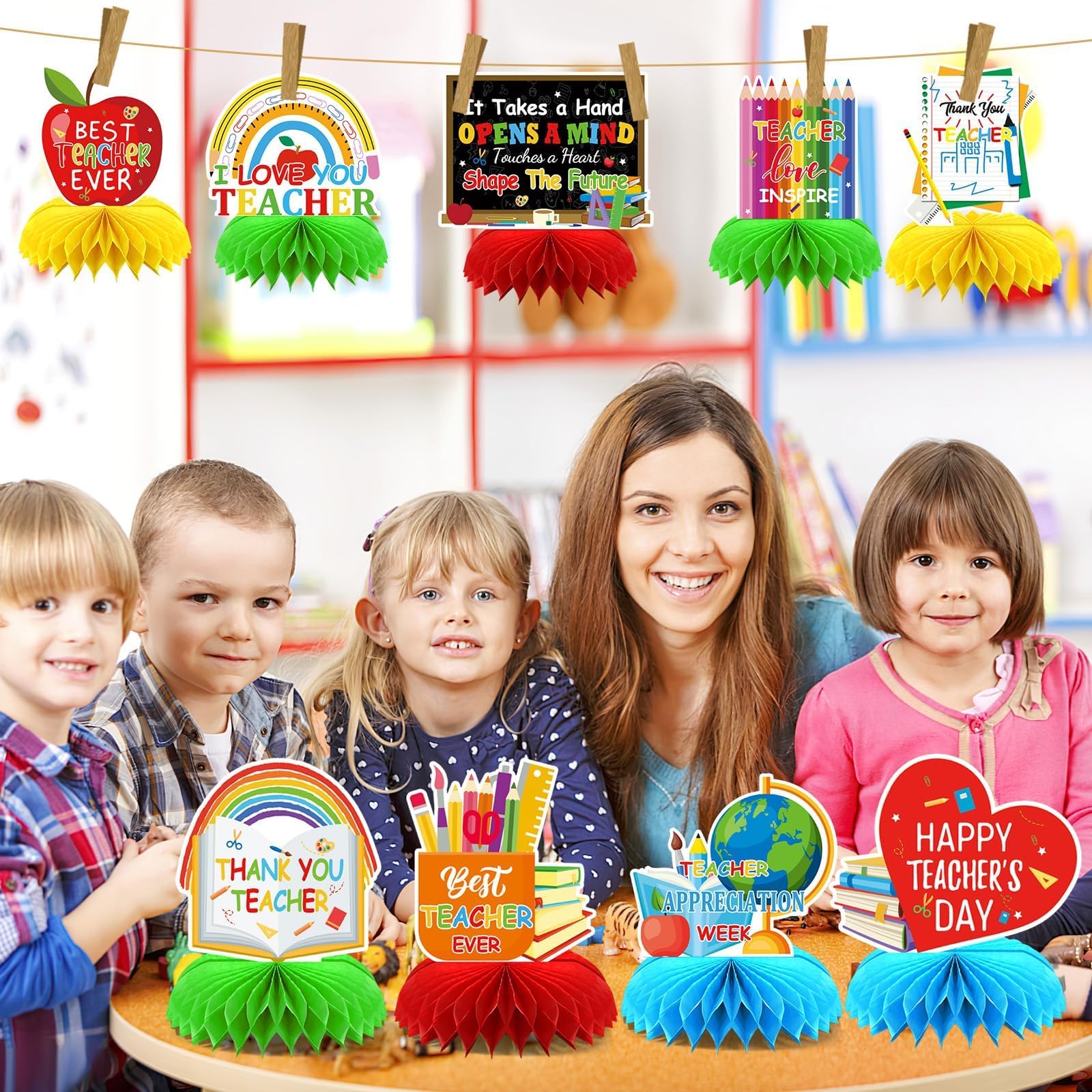 DTOFOOT teacher appreciation honeycomb centerpiece 6 perfect for lunch or outdoor gatherings