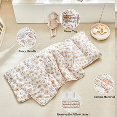 DuShow Nap Mat with built-in name tag for quick identification.