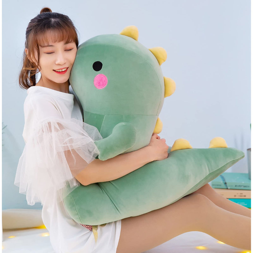 DUANMUL pink 8in dinosaur plush front view, cute gift for kids.