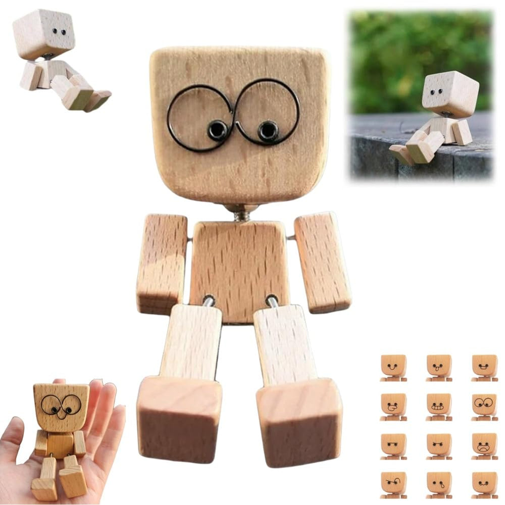 DUARIHA Shaking Wooden Man figurine on car dash showing personality