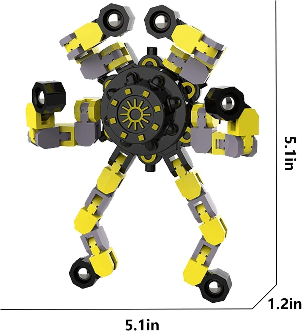 DUBANJOWE deformable robot spinner in mid-action boosts creativity and dexterity.