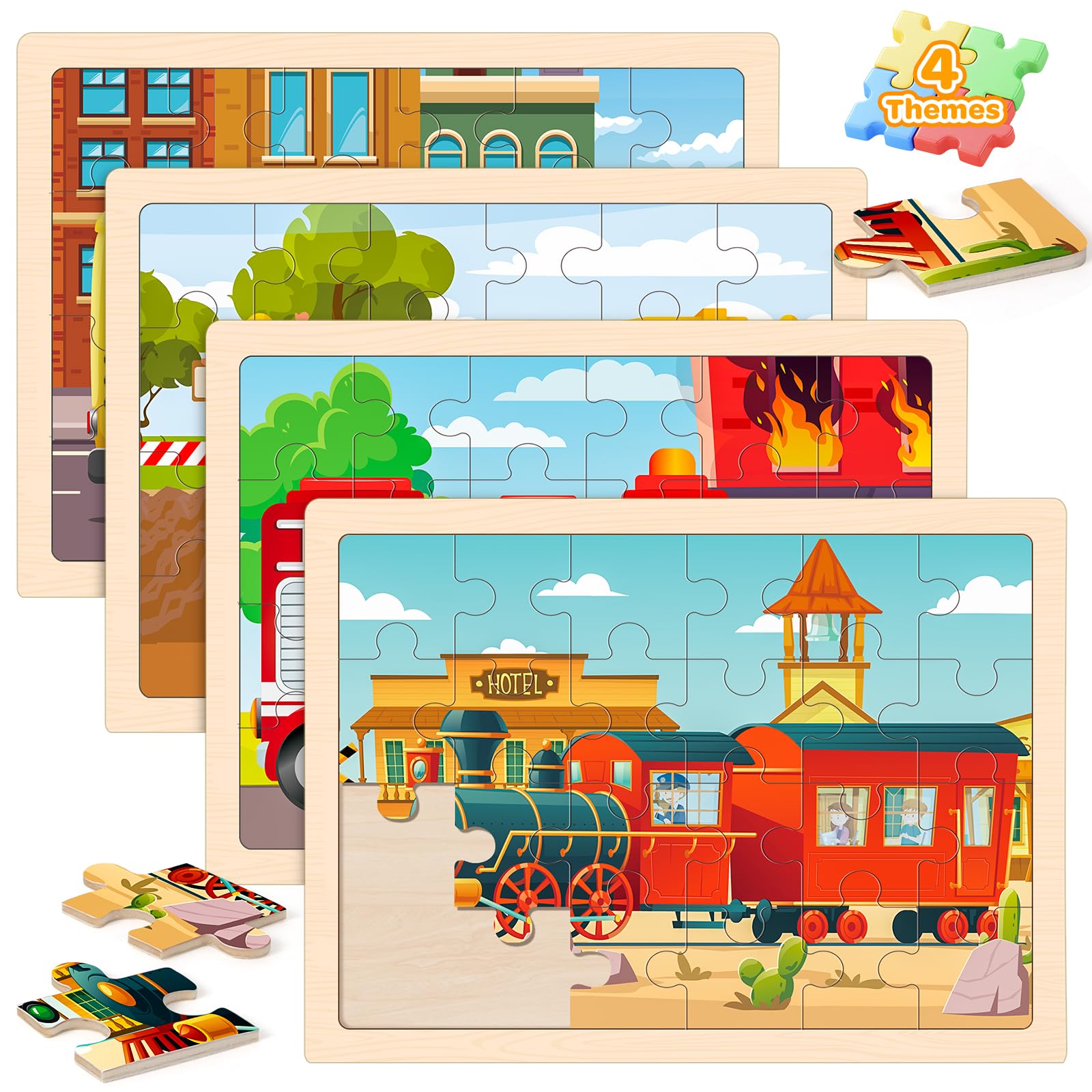 Duchong multi-pack wooden puzzle set, ideal gift for preschoolers.