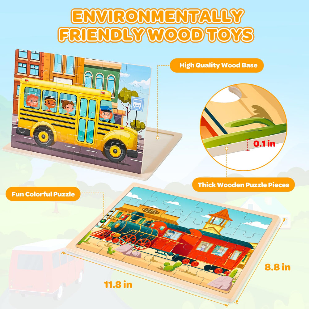 Duchong wooden bulldozer puzzle promoting problem-solving in preschoolers.