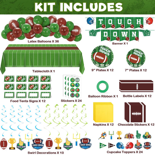 Duchong football party tablecloth provides sturdy, waterproof backdrop for serving snacks