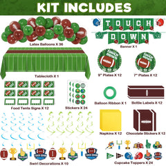 Duchong football party tablecloth provides sturdy, waterproof backdrop for serving snacks