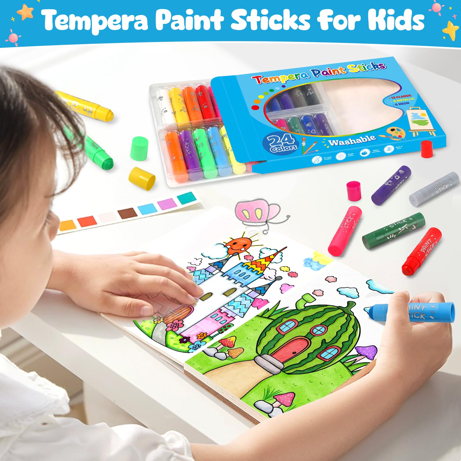 Duchong mess-free paint sticks reduce clean-up during craft time.