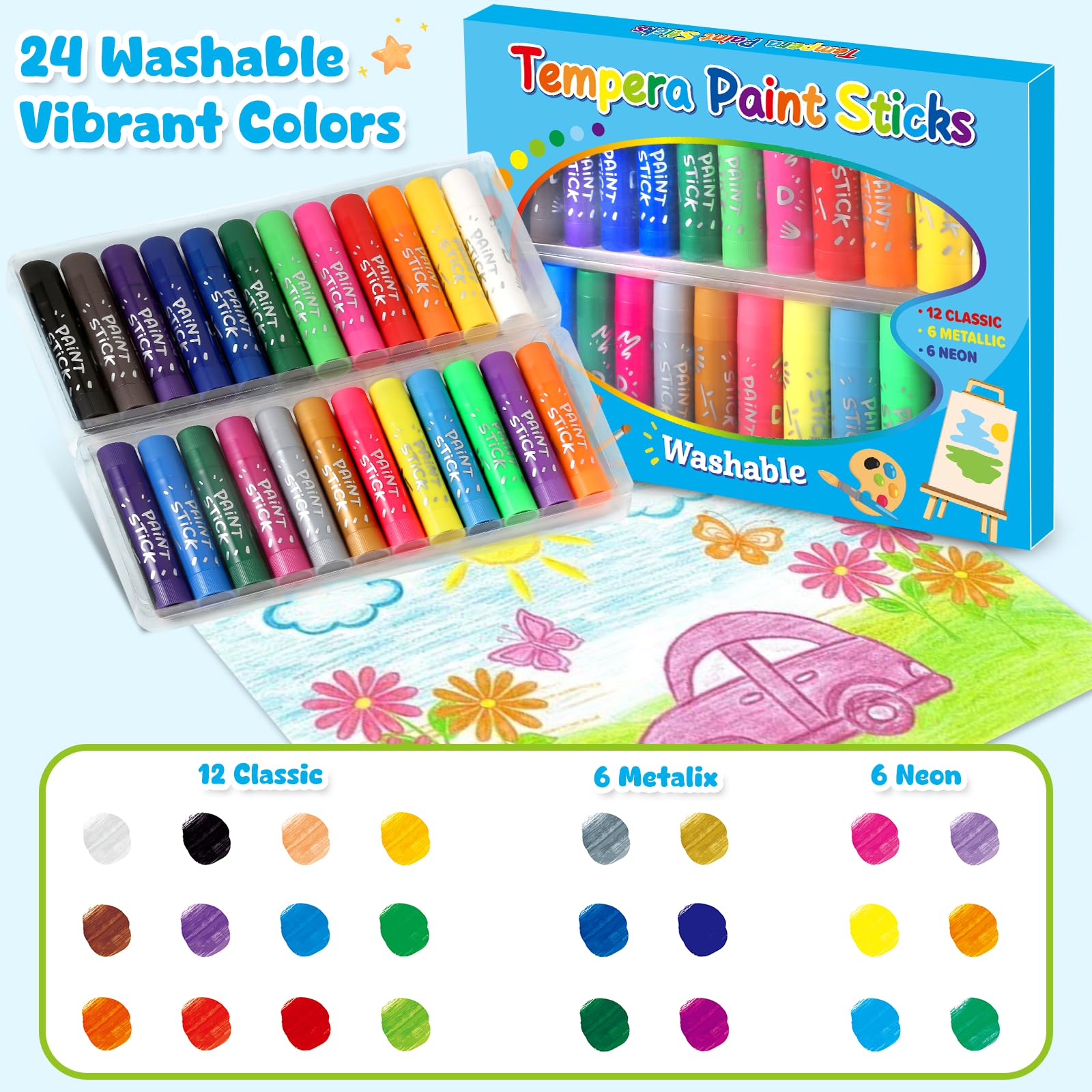 Duchong metallic colors paint sticks add sparkle to paper and crafts.