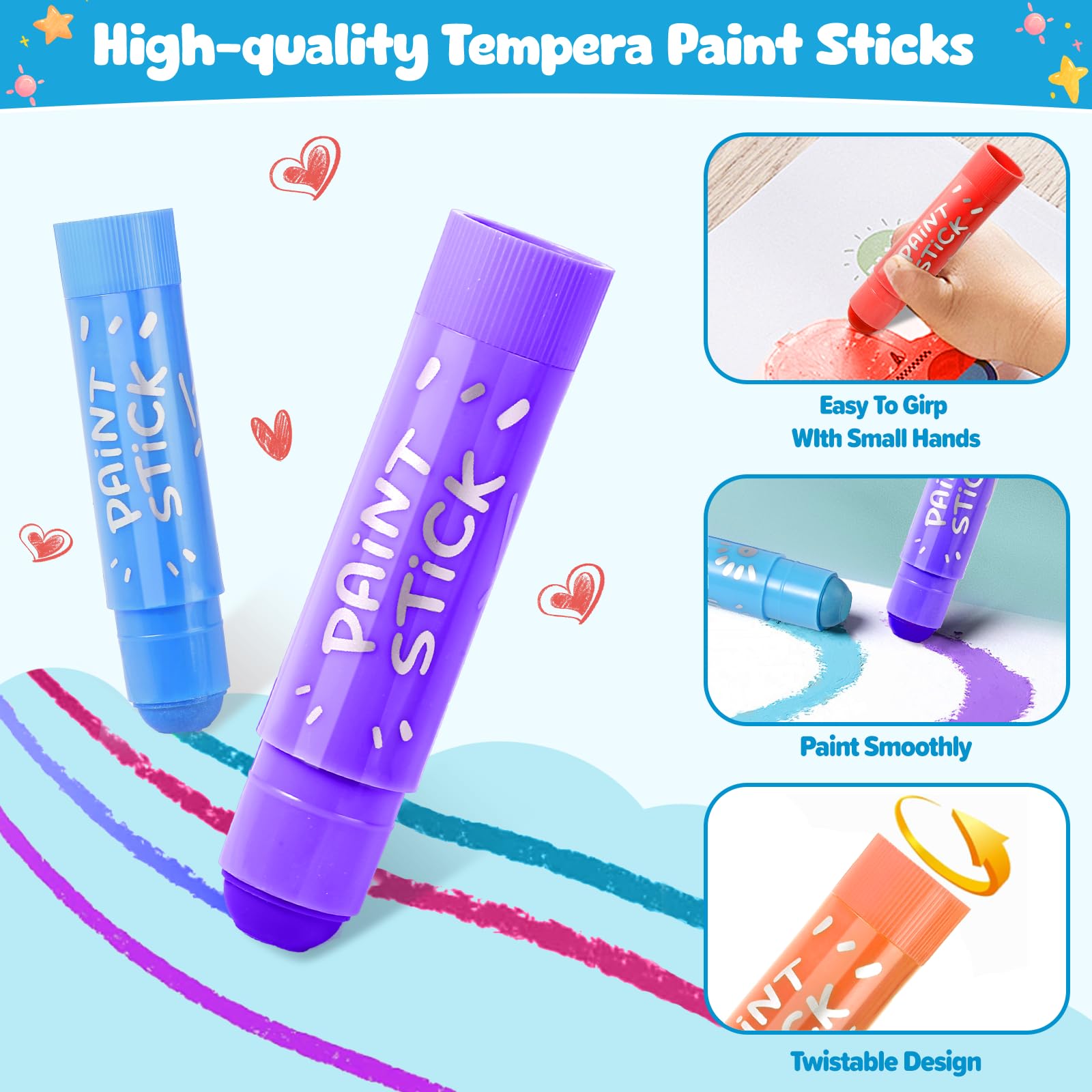 Duchong neon colors paint sticks offer bright, quick-dry art for playful creations.