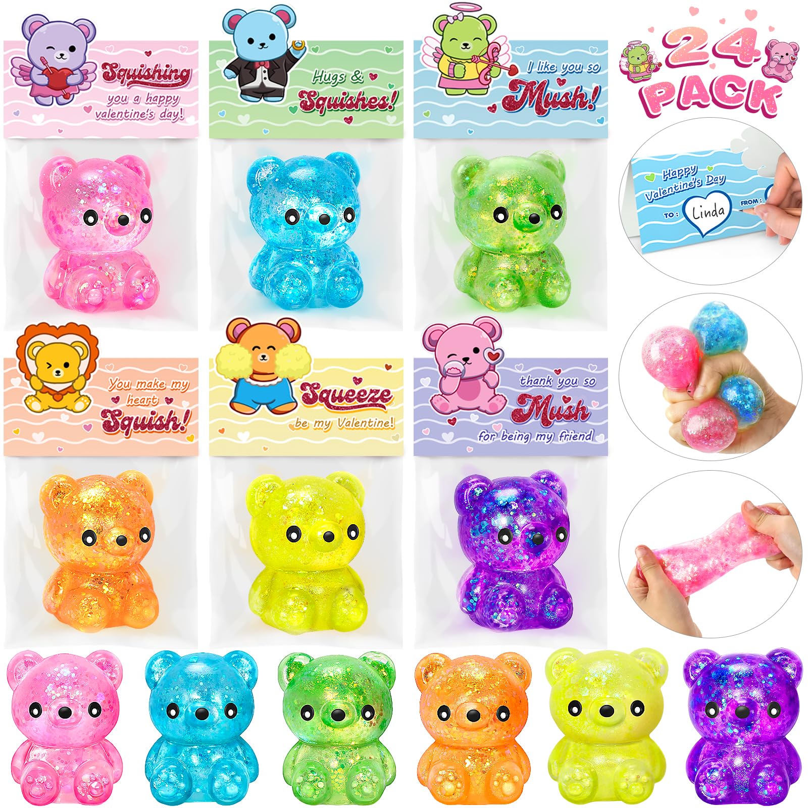 Duchong valentines bear cards and soft bears for classroom gifting.