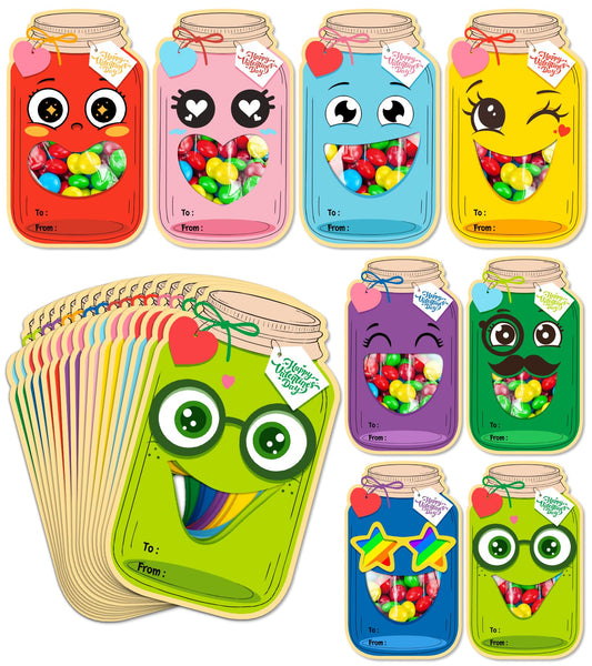 Duchong valentines day cards with jar-front design for classroom exchanges