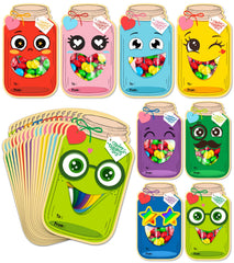 Duchong valentines day cards with jar-front design for classroom exchanges