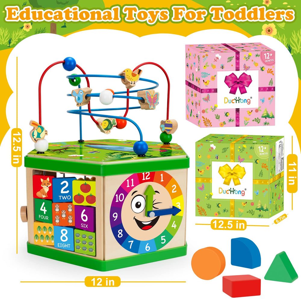 Duchong wooden activity cube abacus supports early counting and recognition during play.