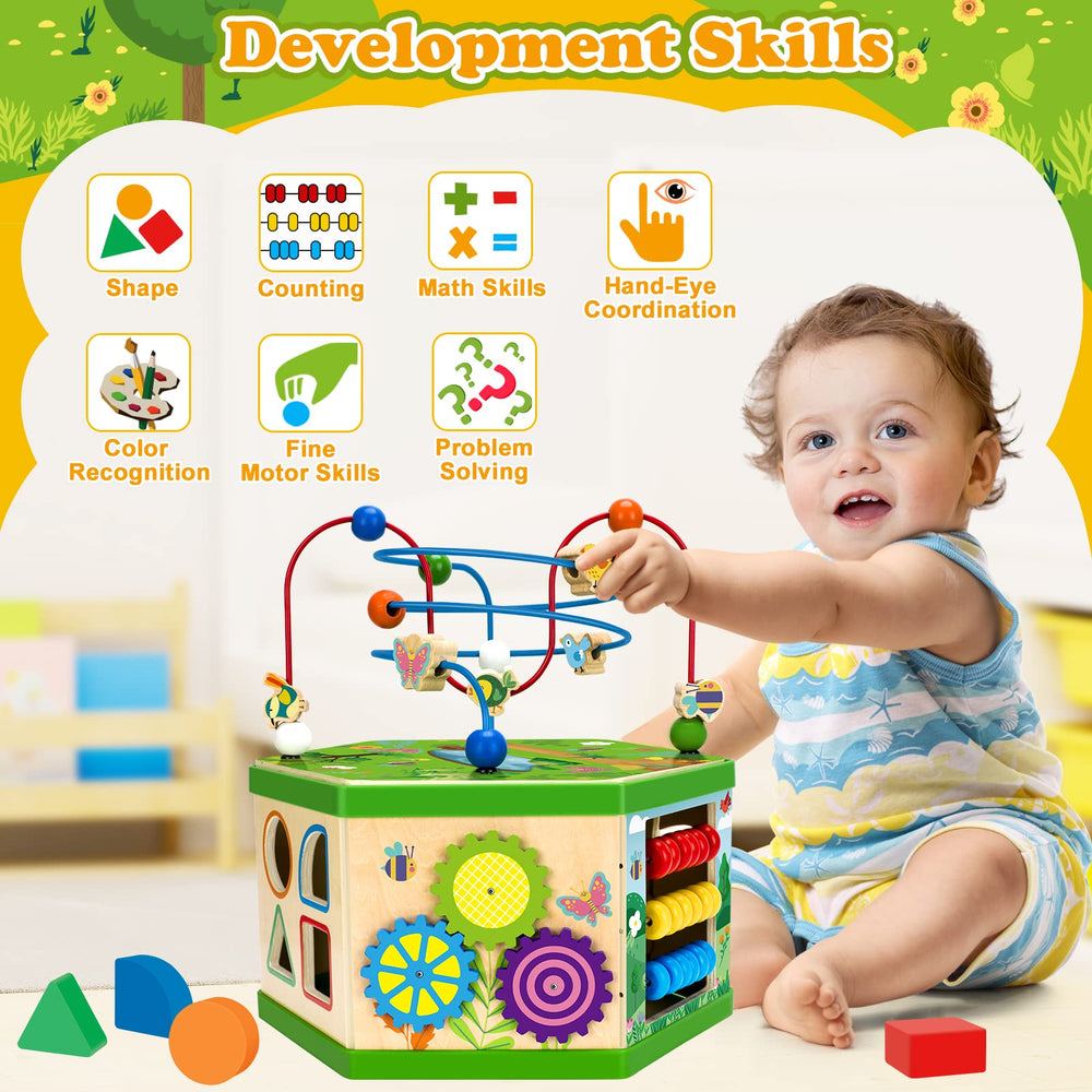 Duchong wooden activity cube learning clock introduces time concepts through interactive play.