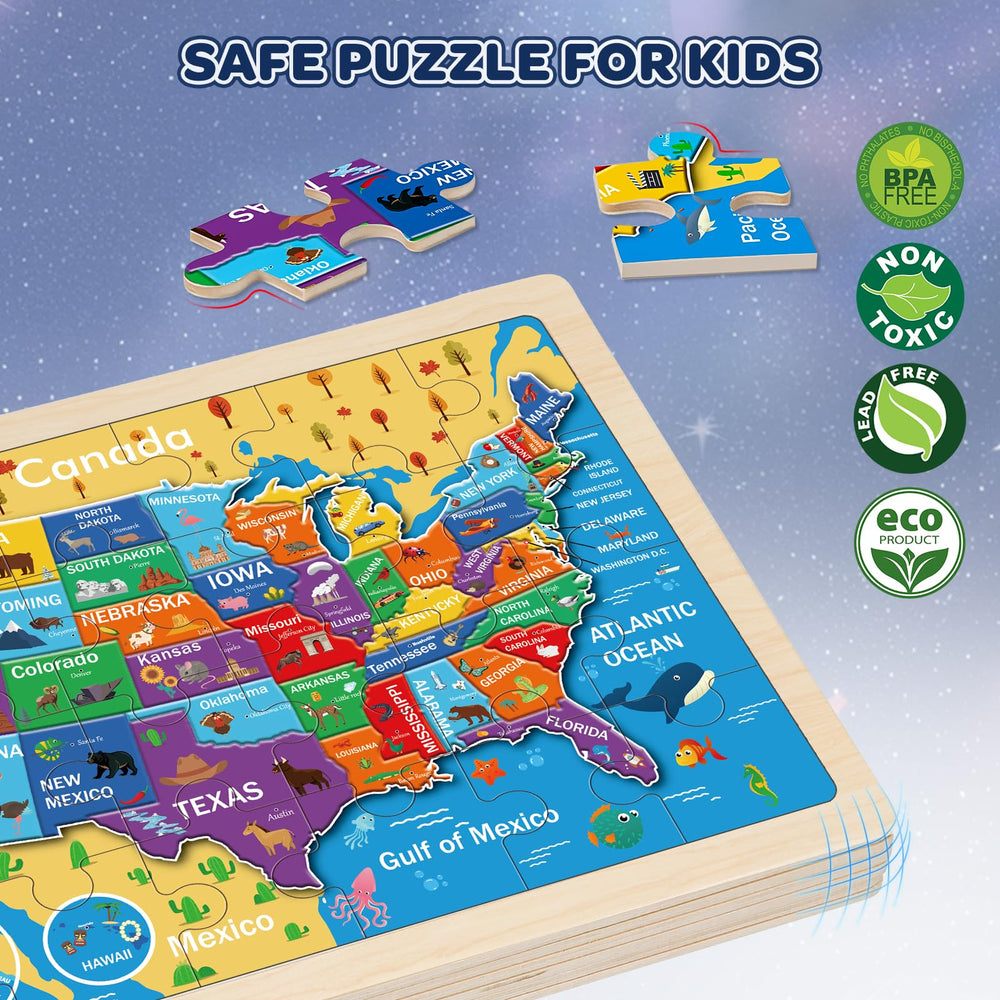 Duchong world map puzzle: colorful sections spark geography curiosity during play