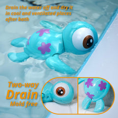 DUCKBOXX XX wind-up sea turtle bath toy blue, anti-rust design boosts long-lasting bath fun.