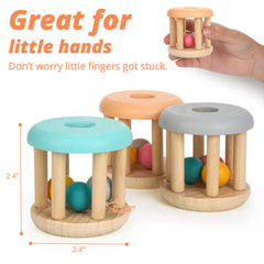 Soft finishes on DUCKBOXX XX wooden rattle rollers for safe play