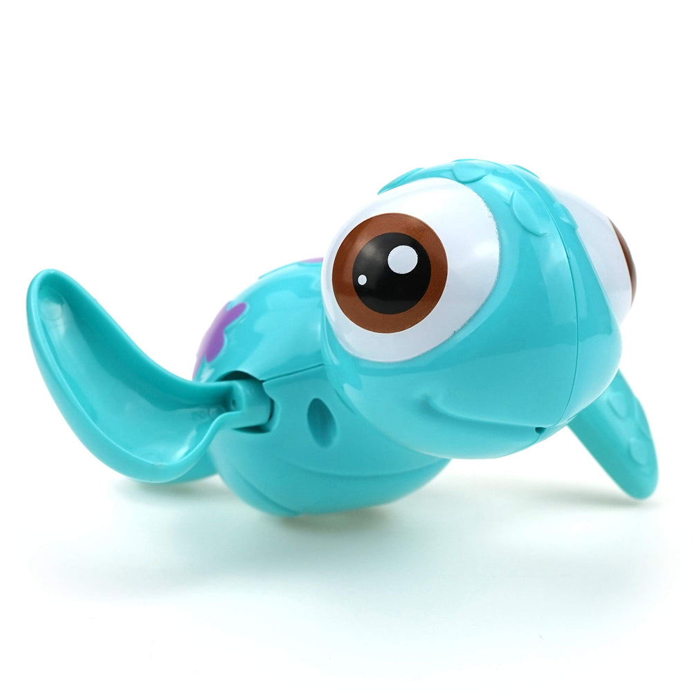 DUCKBOXX XX wind-up sea turtle bath toy blue, promotes buoyancy learning during bath time.