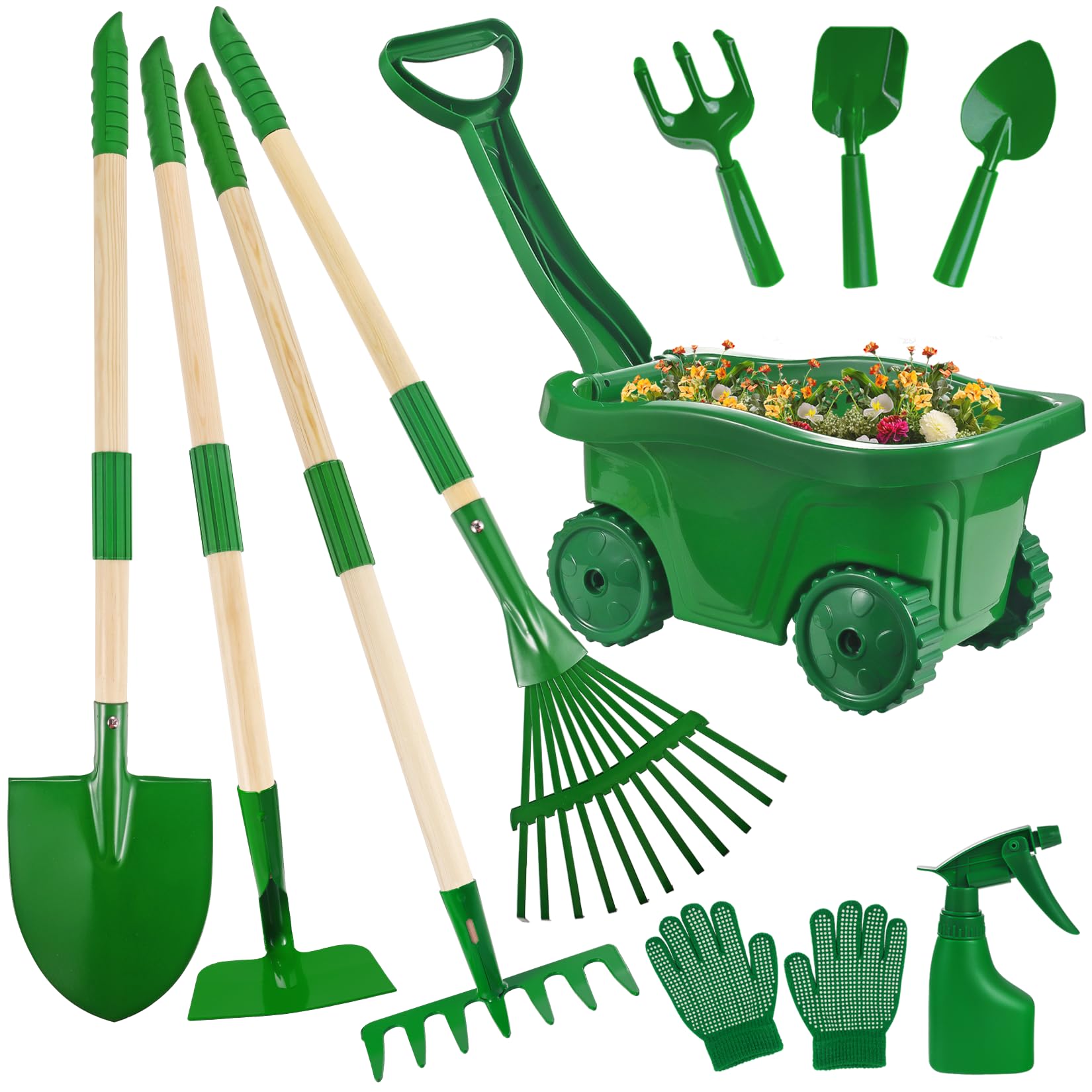 Duckura Kids Gardening Tools Set with wheelbarrow for outdoor play and learning