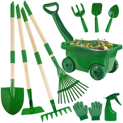 Duckura Kids Gardening Tools Set with wheelbarrow for outdoor play and learning