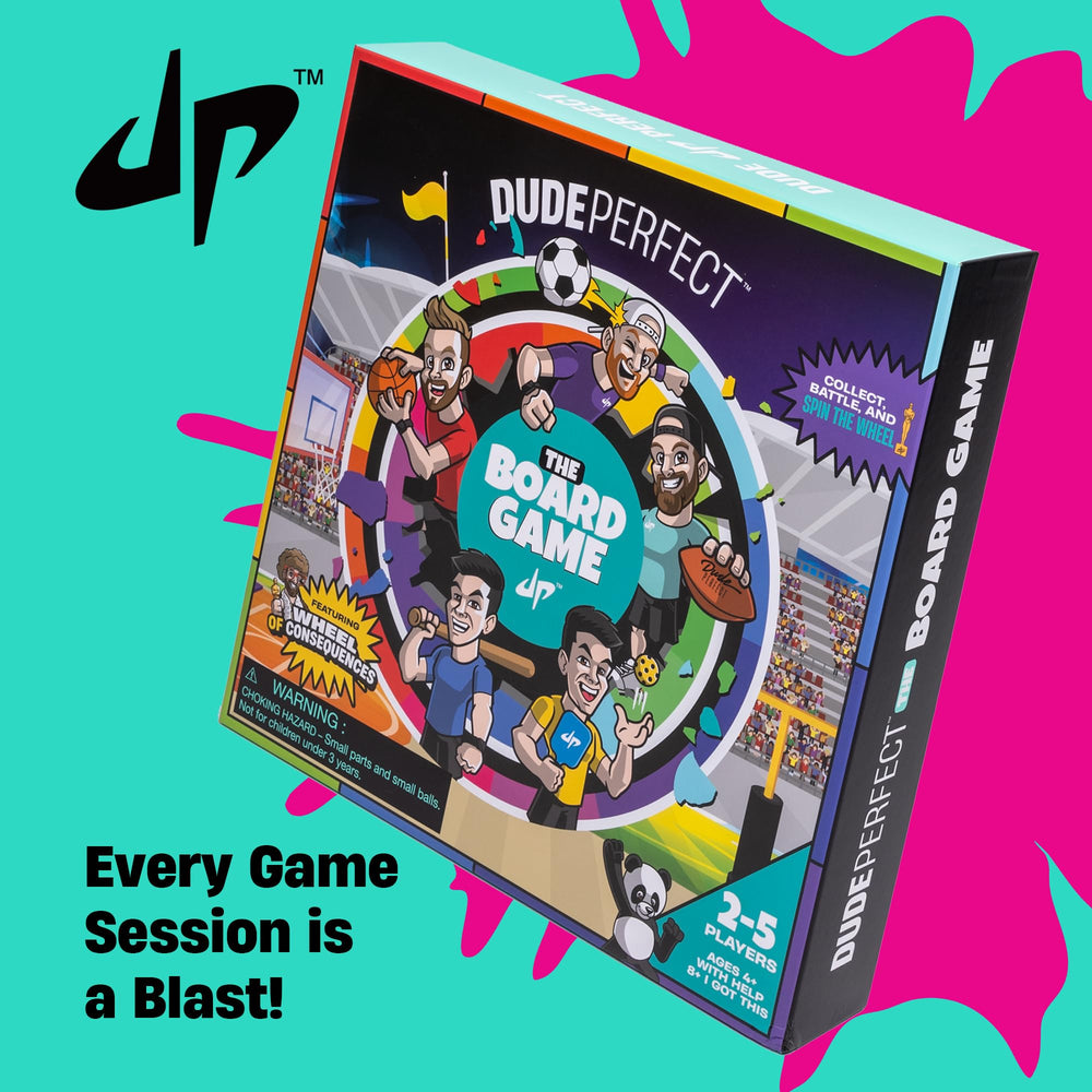 Dude Perfect board game box open, ready for quick setup and family night.