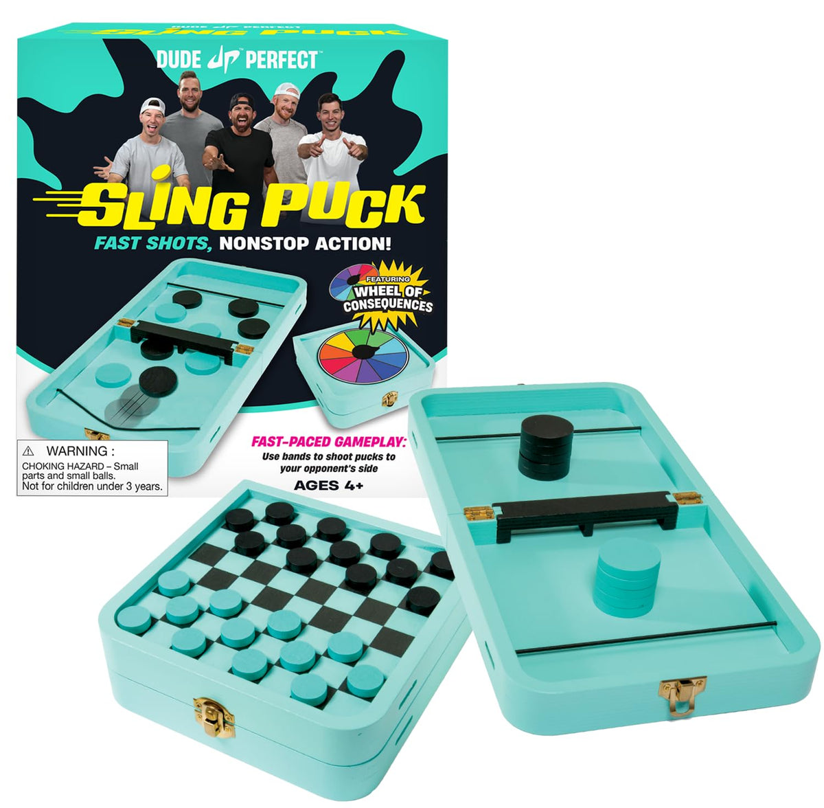Dude Perfect Sling Puck board ready for fast-paced play and family fun.