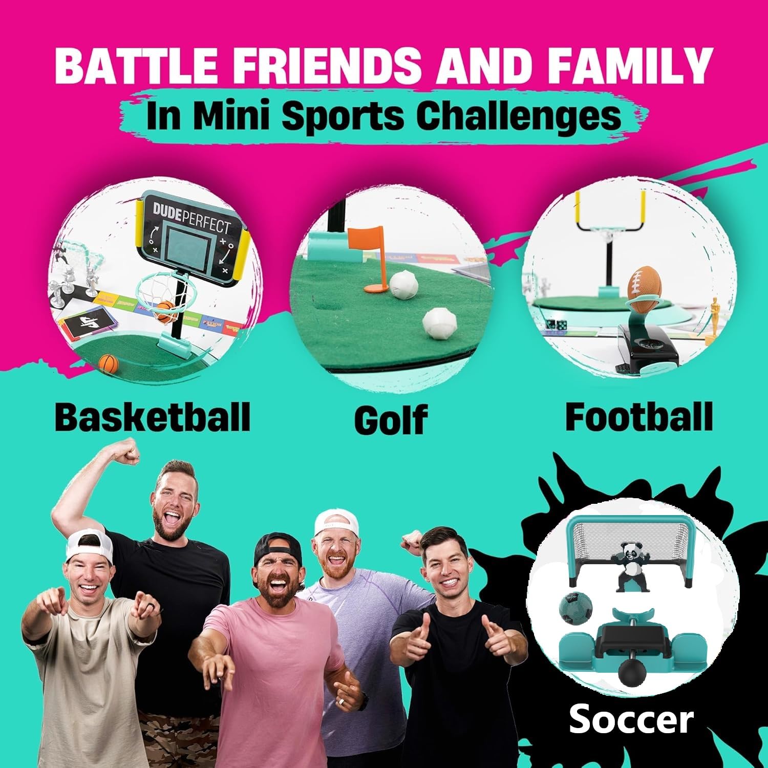 Dude Perfect soccer add-on ball launcher adds extra action to the game.