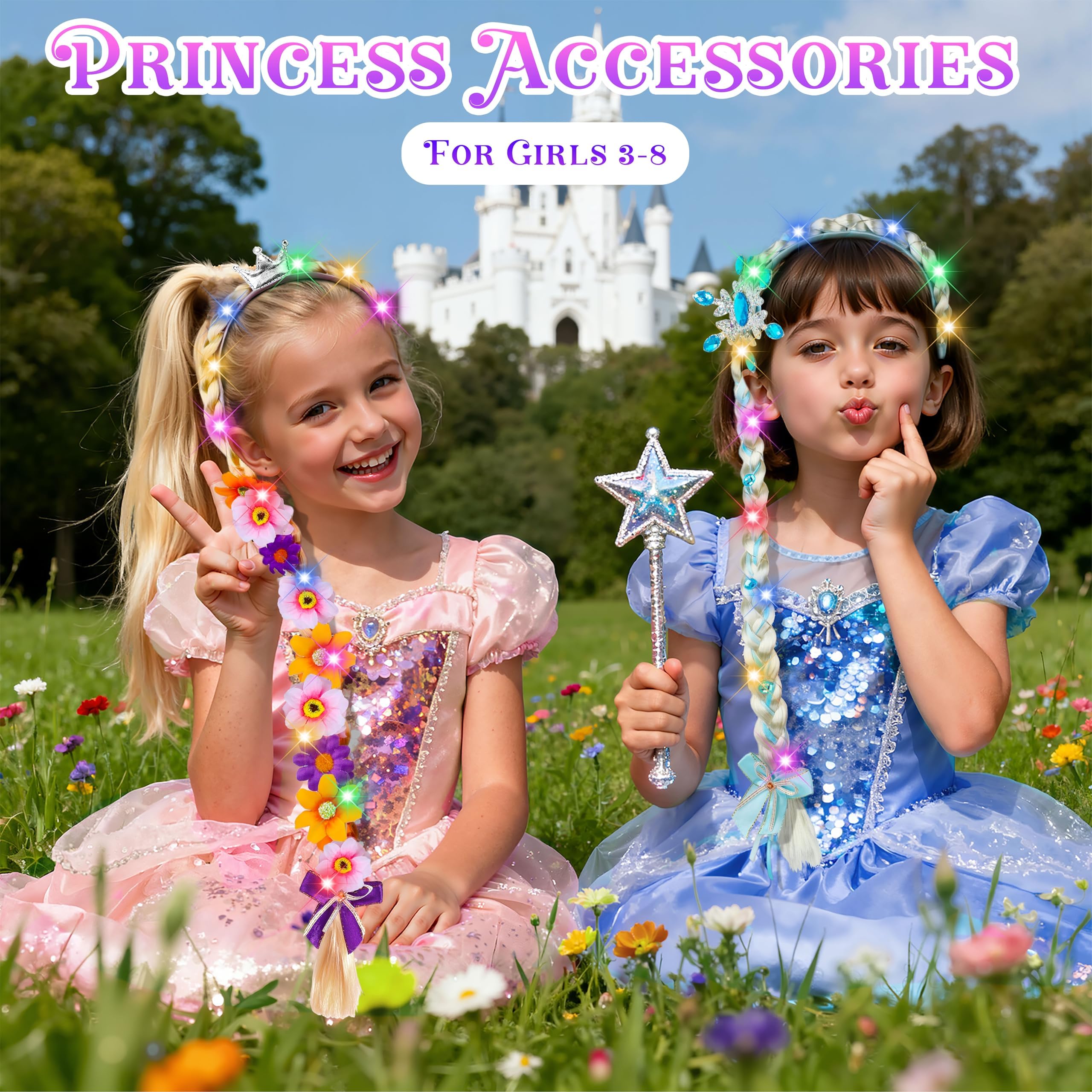 DUDUCOFU LED princess wig with tiara offers bright, eye-catching styling.