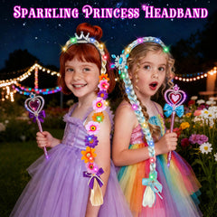 DUDUCOFU light-up princess headband braid highlights fun nighttime play.