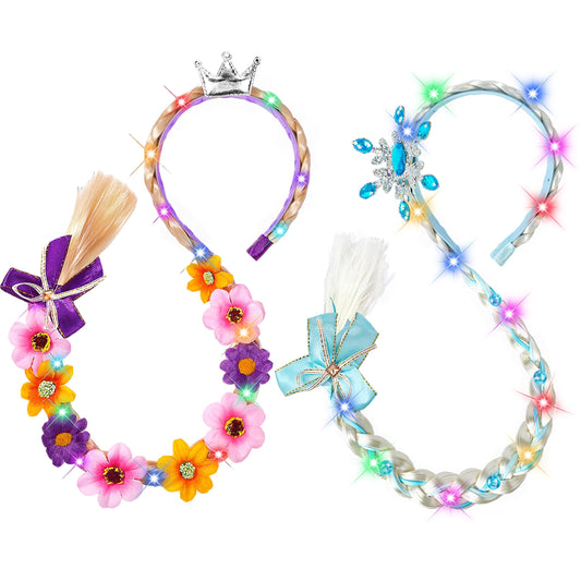 DUDUCOFU princess wig braid with tiara flowers for magical dress-up moments.