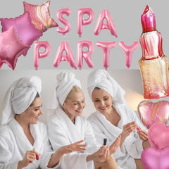 DUFACAI pink and white latex balloons set bright, cheerful spa party ambiance.