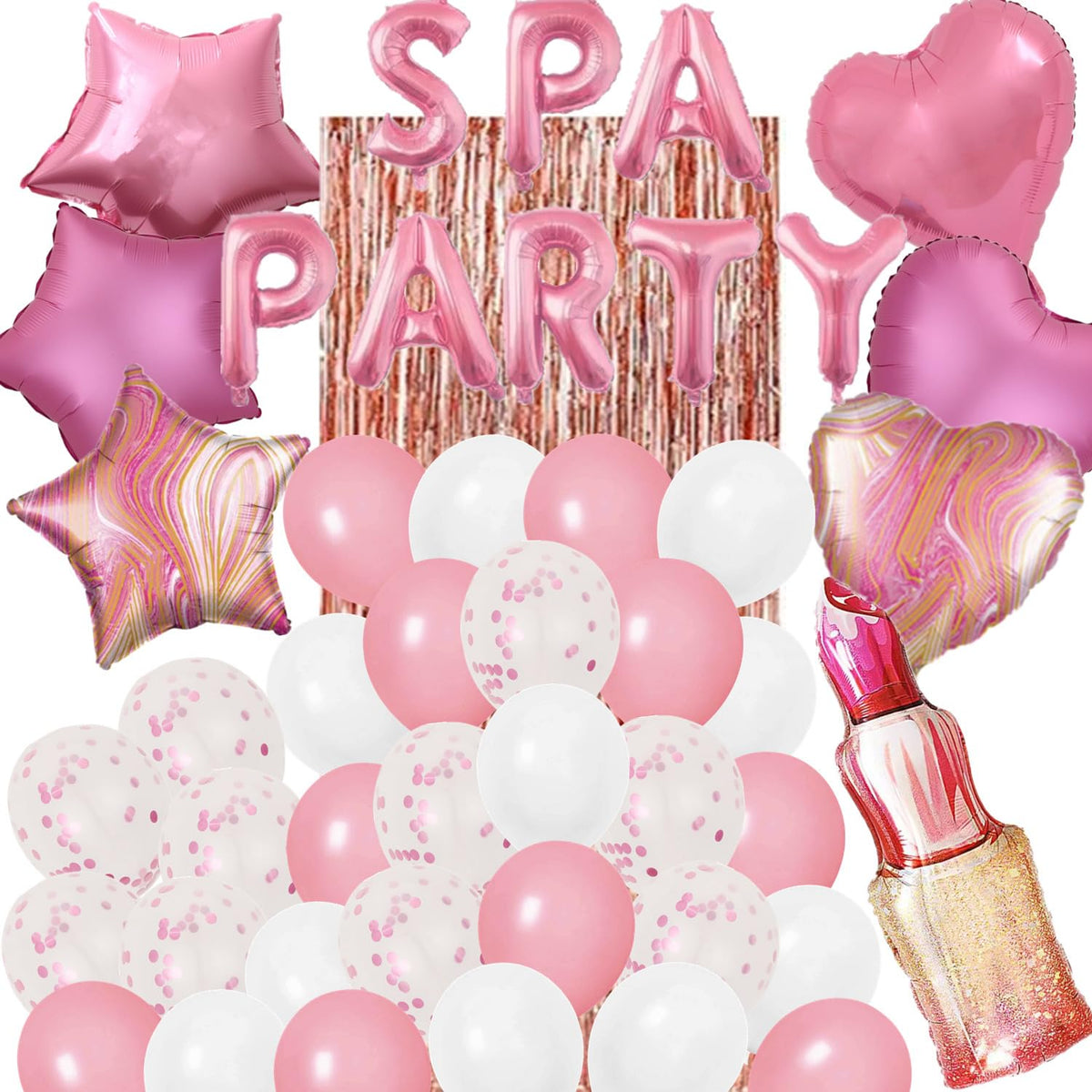 DUFACAI spa party banner balloons create a playful backdrop for a girls' spa party.