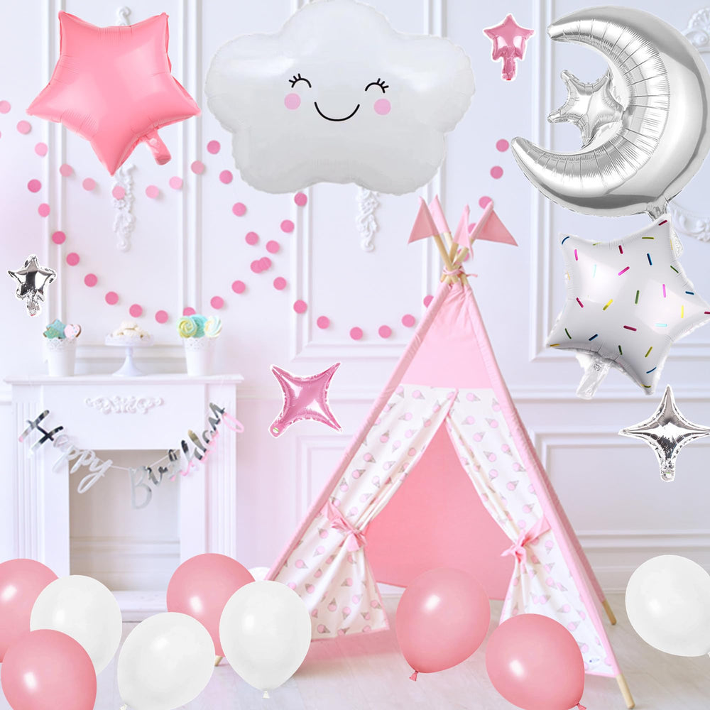DUFACAI White cloud balloons create soft backdrop for selfies