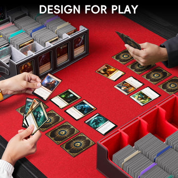 Dufvrpe box accommodates sleeved and unsleeved decks for versatile storage