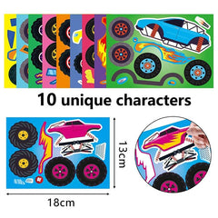 DUJAA 10-design monster truck stickers ready for creative projects and personalized crafts.