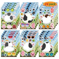 DUJAA 24-cows stickers with varied patterns for imaginative play.