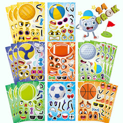 DUJAA 24 PCS Sport Ball Stickers cover with vibrant designs for kids' crafts.