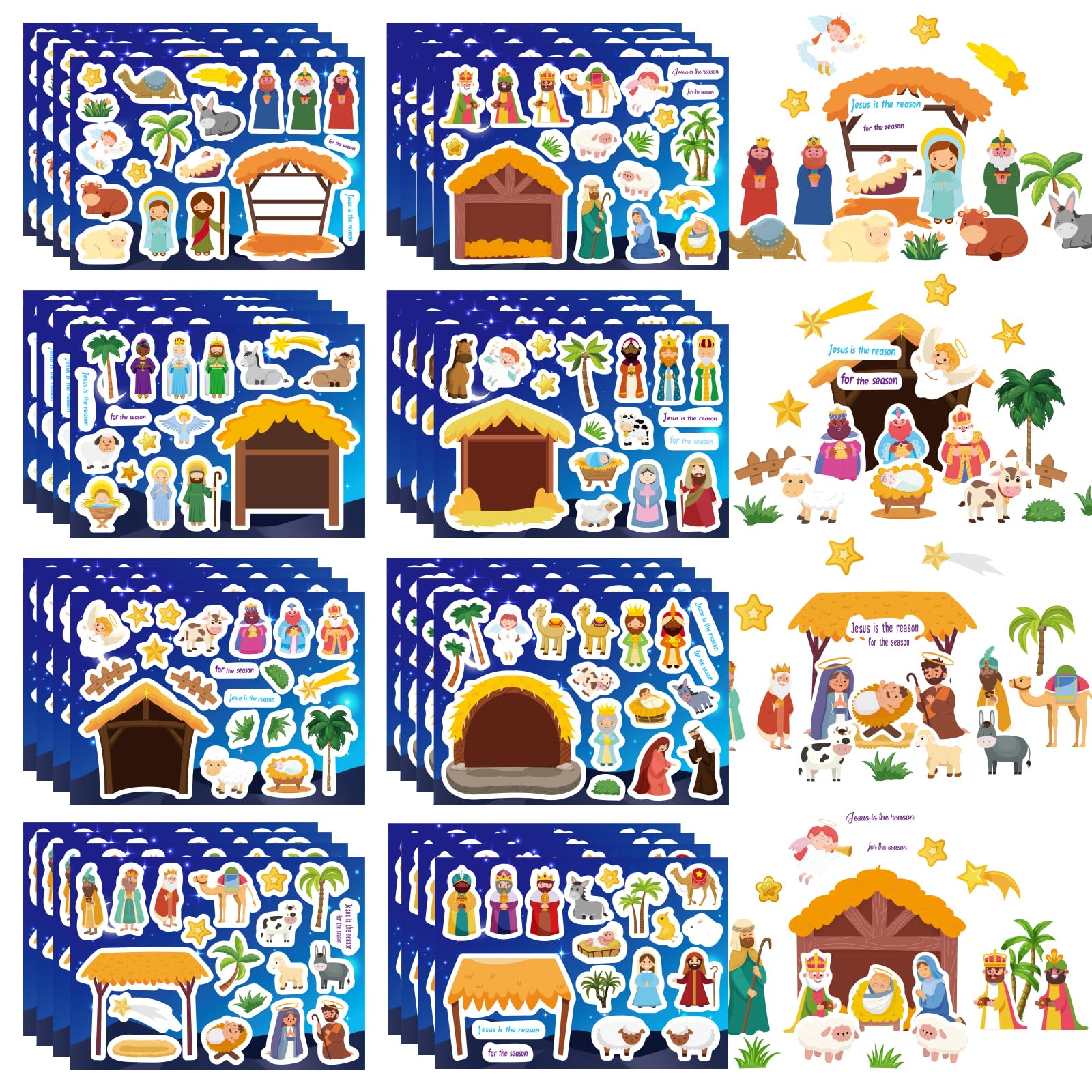 DUJAA 32 sheets nativity stickers for creating a hopeful manger scene