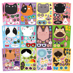 DUJAA 48-sheets cat stickers show cute faces for creative kids' crafts.