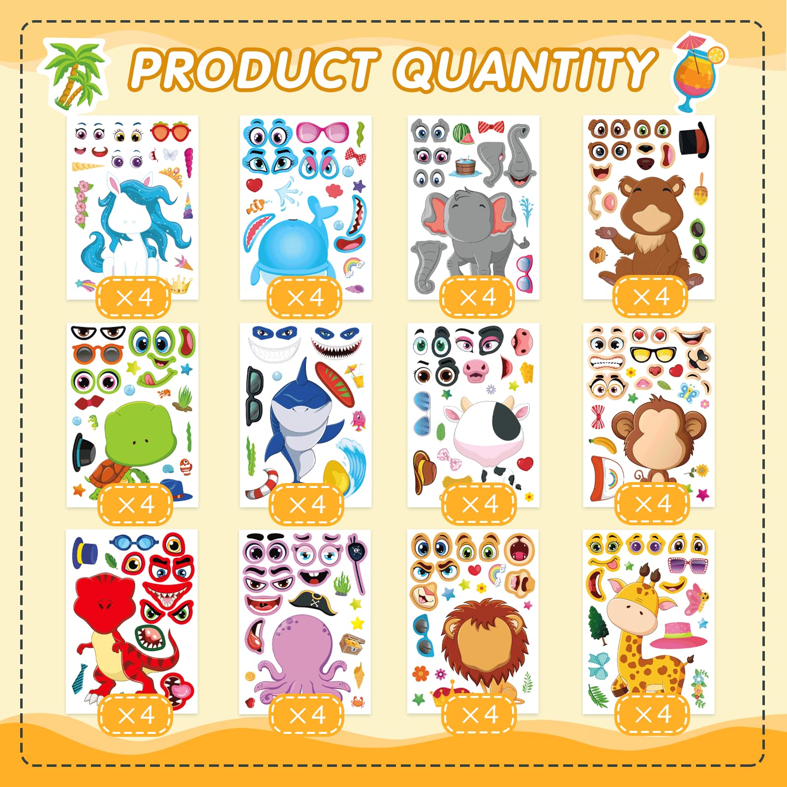 DUJAA animal mix-match stickers ideal for party favors and classroom crafts.