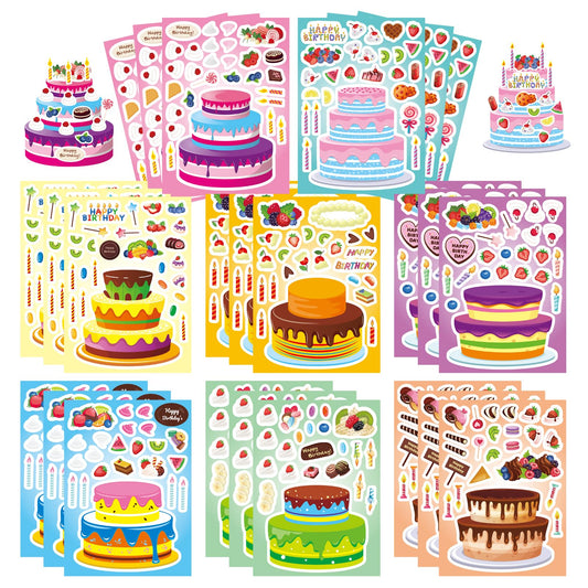 DUJAA birthday stickers with candles designs for festive cake decorating and crafts.